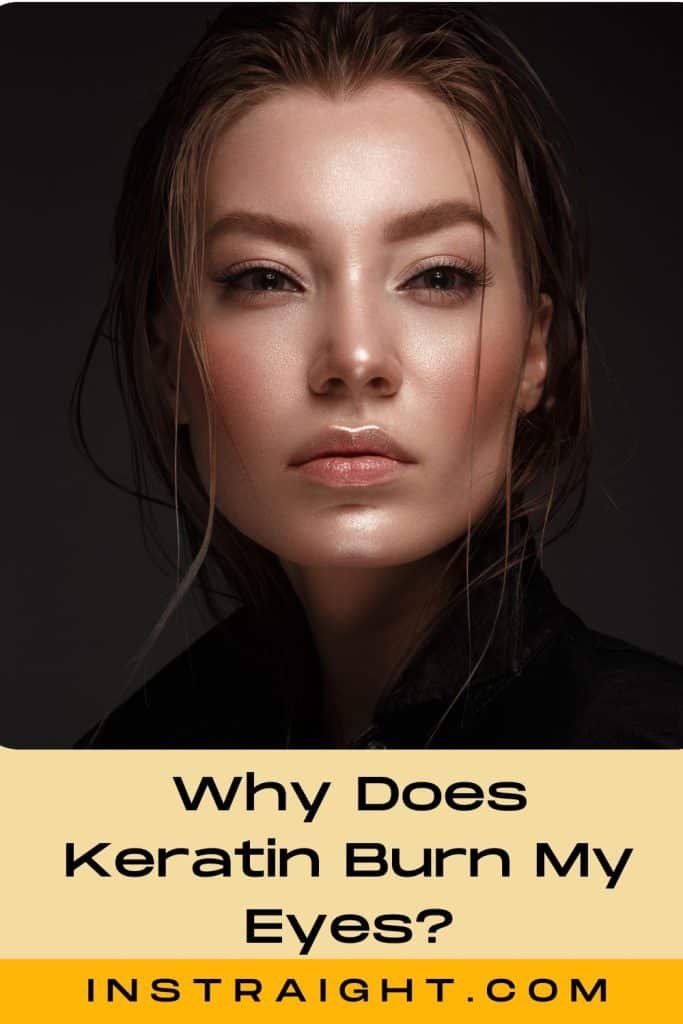 Beautiful model with sensitive eyes under title Why Does Keratin Burn My Eyes?